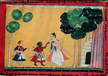 Rama and Lakshmana accompanied by Visvamitra, from the Ramayana von Indian School