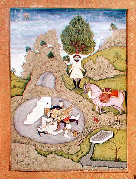 Rustam killing the White Demon, from the 'Shahnama' (Book of Kings), by Abu'l-Qasim Manur Firdawsi ( von Indian School