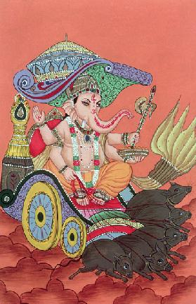 Ganesh, the Elephant God (gouache on paper) 