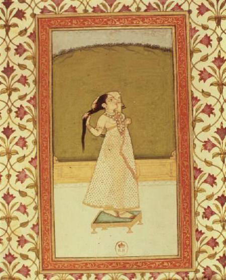 Woman Brushing her hair von Indian School