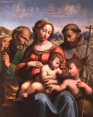 Holy Family with the Infant St. John the Baptist and St. Francis von Innocenzo da Imola