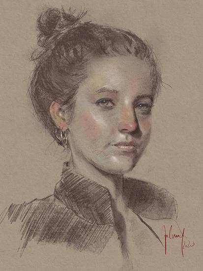 Porträtzeichnung einer jungen Frau 2023