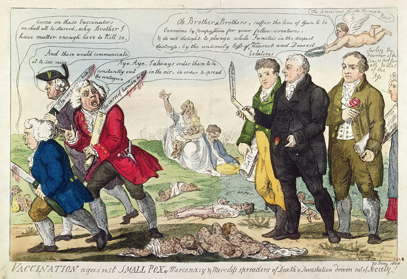 Vaccination against Small Pox or Mercenary and Merciless spreaders of Death and Devastation driven o von Isaac Cruikshank