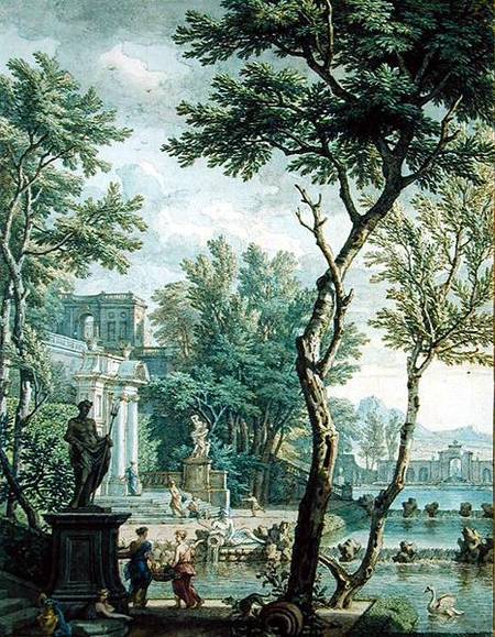 Ideal Palace and Park (pen and brown ink and w/c on paper) von Isaac de Moucheron