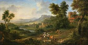 Drovers and Shepherdesses in an Idyllic Pastoral Landscape