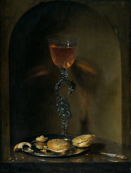 Still Life with Bread and Wine Glass von Isaac Luttichuys
