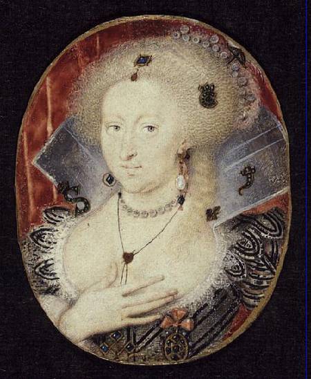 Queen Anne of Denmark, miniature von Isaac Oliver