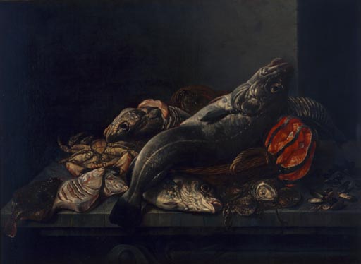 Stilleben mit Fischen und Seemuscheln von Isaac van Duynen