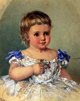 Portrait of a Child with a Posy of Wild Flowers 1871  and