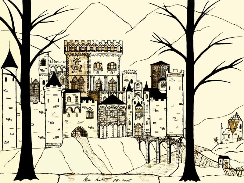 Schloss 2 in Sepia-Creme von Igor Isanto