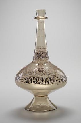 Bottle, commissioned by Dawud, Rasulid Sultan of Yemen, Mamluk Dynasty, 1296/1321