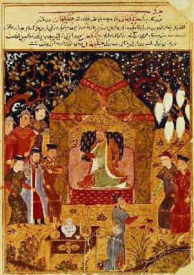 Genghis Khan in his tent Rashid al-Din (1247-1318)