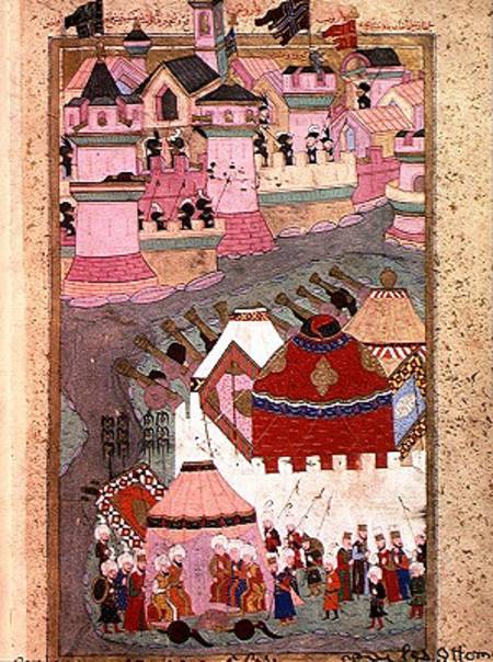 TSM H.1524 Siege of Vienna by Suleyman I (1494-1566) the Magnificent, in 1529, from the 'Hunername' von Islamic School
