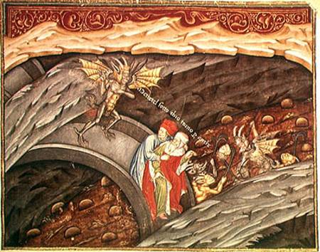 Ms 207 f.245 Dante's Inferno with a commentary by Guiniforte degli Bargigi von Scuola pittorica italiana