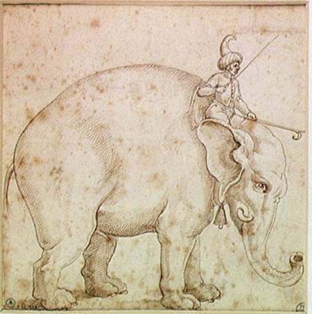 Elephant Hanno and his Mahout (pen & ink on paper) von Scuola pittorica italiana