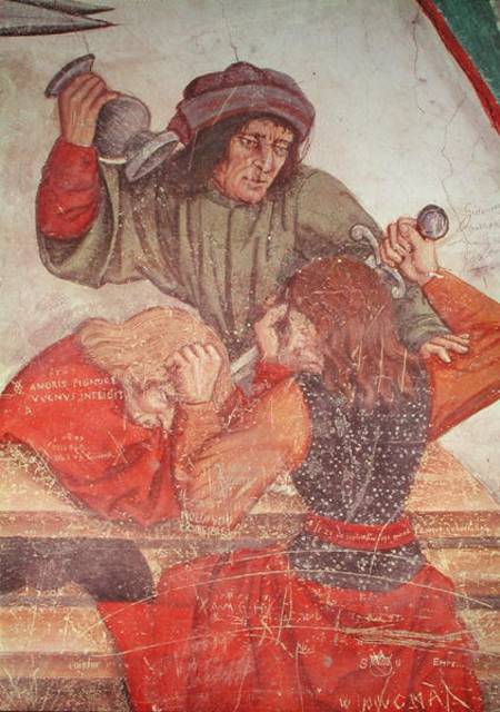 Interior of an Inn, detail of drinkers fighting von Scuola pittorica italiana