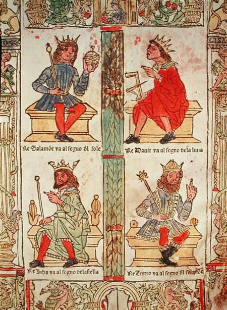 King David, Solomon, Luba and Turnis, from 'Libro de la Sorte e de la Ventura' by Lorenzo Spirito von Scuola pittorica italiana