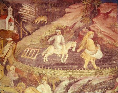 The Month of April, detail of ploughing von Scuola pittorica italiana