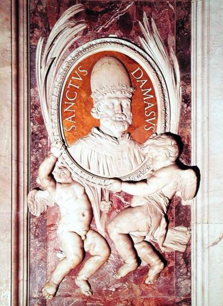 Relief of Damasus I (c.304-84) on a nave pilaster von Scuola pittorica italiana