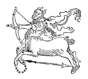 Sagittarius (the Centaur) an illustration from the 'Poeticon Astronomicon' by C.J. Hyginus, Venice 1485
