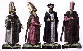 Grand Visir, Caim-Mecam, Reis-Efendi and Khodjakian, plate 15 from Part III, Volume I of 'The Histor 19th centu
