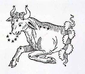 Taurus (the Bull) an illustration from the 'Poeticon Astronomicon' by C.J. Hyginus, Venice 1485