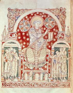 Ms. Plut.12.17 f.3v St. Augustine preaching to his disciples, from 'De Civitate Dei, (11th-12th cent C19th
