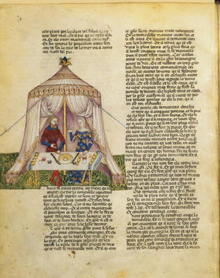 Ms.Fr 343 f.31v Sir Percival is tempted by a damsel who gives him a feast before seducing him, from von Italian School, (14th century)