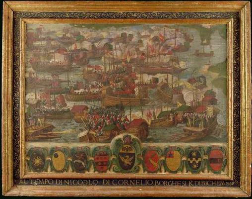 Naval Battle of Lepanto, 1571 (oil on panel) von Italian School, (16th century)