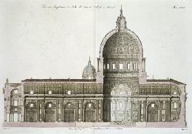 Longitudinal Cross-Section of St. Peter's in Rome, plate 26 from Part III of 'The History of the Nat 19th