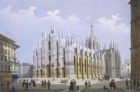 Milan Cathedral from 'Views of Milan and its Environs' (colour litho) 19th