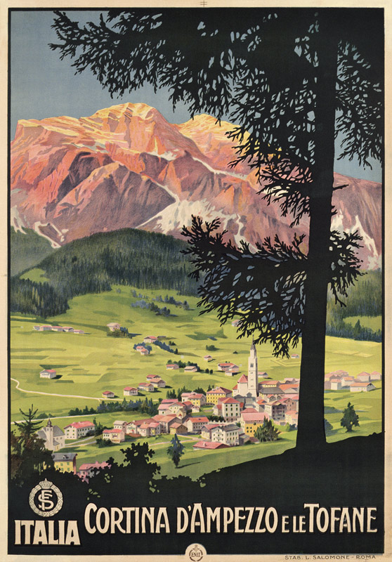 Poster of Cortina d'Ampezzo e le Tofane, printed by L. Salomone, Rome von Italian School, (20th century)