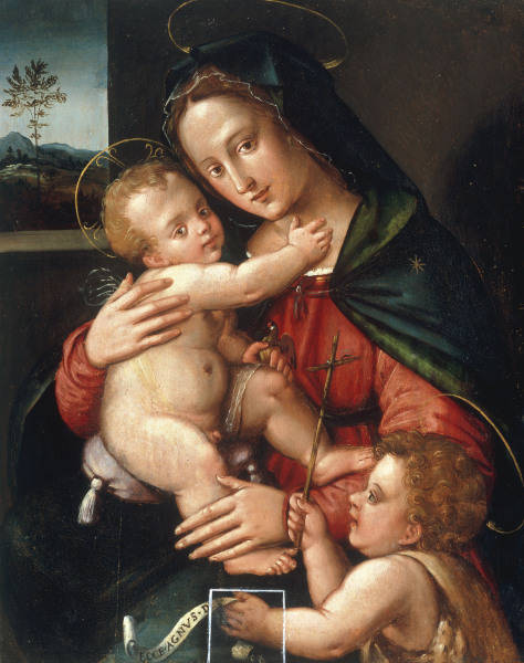 Maria mit Kind u.Johannesknabe / Gemaelde von Italienisch