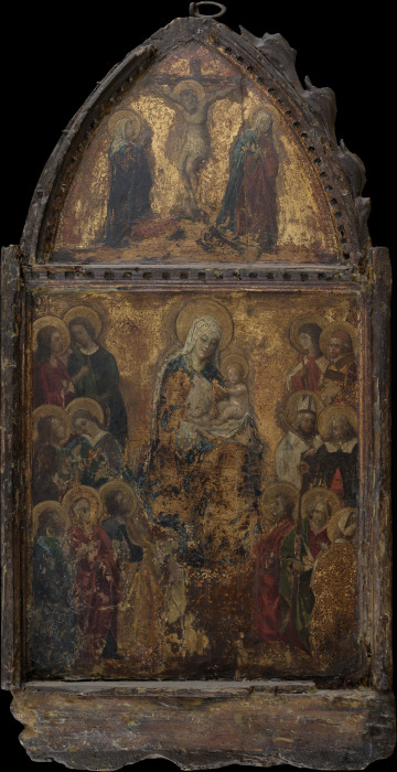Madonna mit Kind und Kreuzigung Christi von Italienischer Meister des 15. Jahrhunderts