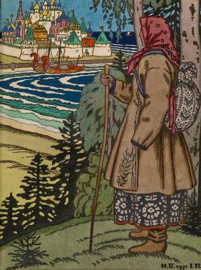 Bauernmädchen. Illustration zum Buch "Contes de l'Isba" 1931