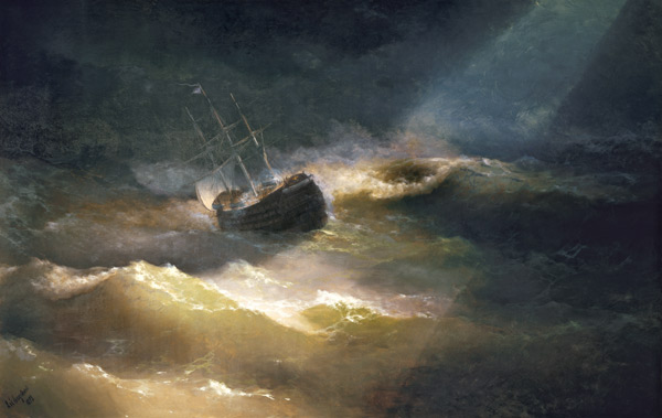 Das Segelschiff Kaiserin Maria im Sturm von Iwan Konstantinowitsch Aiwasowski