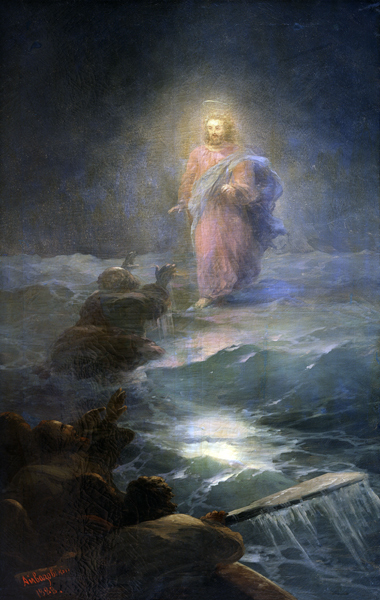 Christus wandelt auf dem Wasser von Iwan Konstantinowitsch Aiwasowski