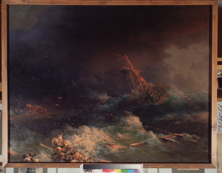 Die Katastrophe des Linienkreuzers Ingermanland bei Skagerrake nah Norwegen am 30. August 1842 von Iwan Konstantinowitsch Aiwasowski