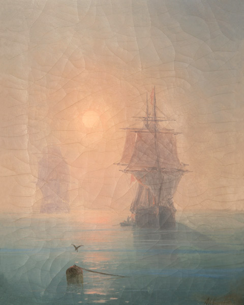 Korvette im Nebel von Iwan Konstantinowitsch Aiwasowski