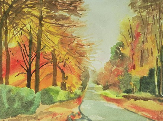 No.47 Autumn, Beaufays Road, Liege, Belgium (w/c)  von Izabella  Godlewska de Aranda