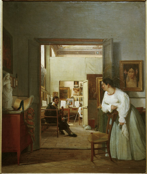 J.A.D.Ingres'' Atelier in Rom von J. Alaux