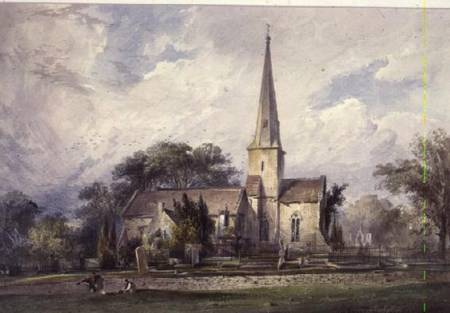 View from the South-east of a Church and a Churchyard von J. Colson