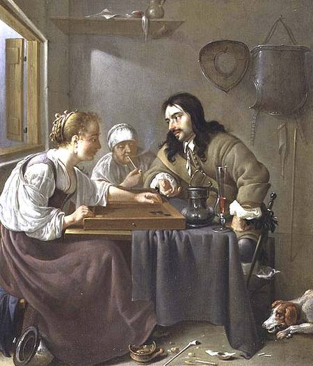 A Couple Playing Backgammon (panel) von Jacob Duck