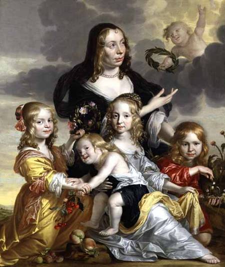 Portrait of a Lady with her Four Children von Jacob Fransz van der Merck