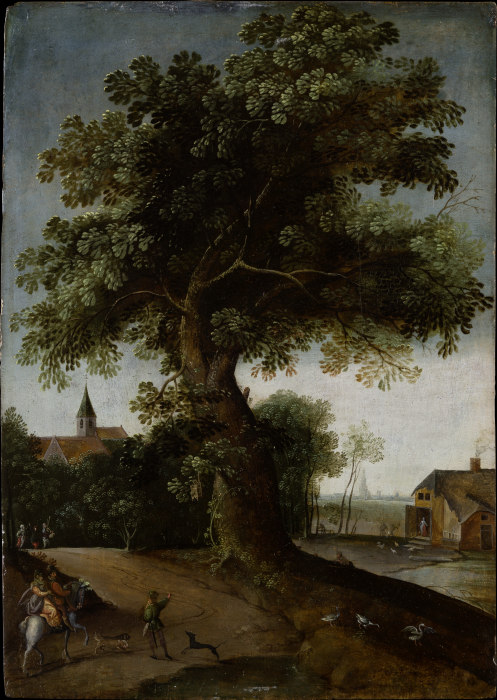 Landschaft mit großem Baum von Jacob Grimmer