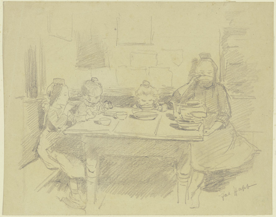 Vier Schwälmer Kinder am Tisch von Jacob Happ