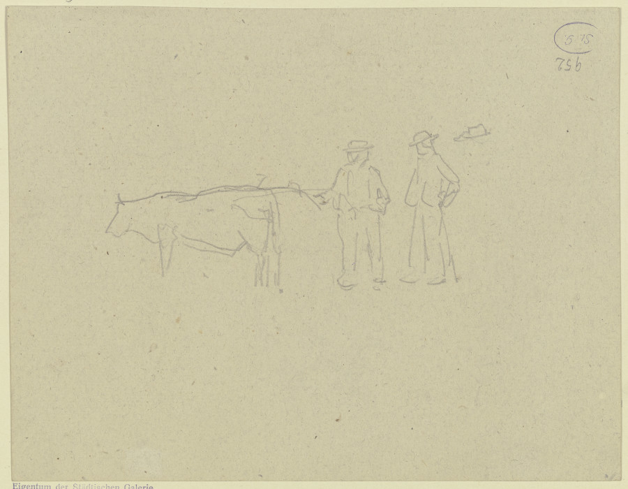 Zwei Bauern mit einem Rind von Jacob Happ