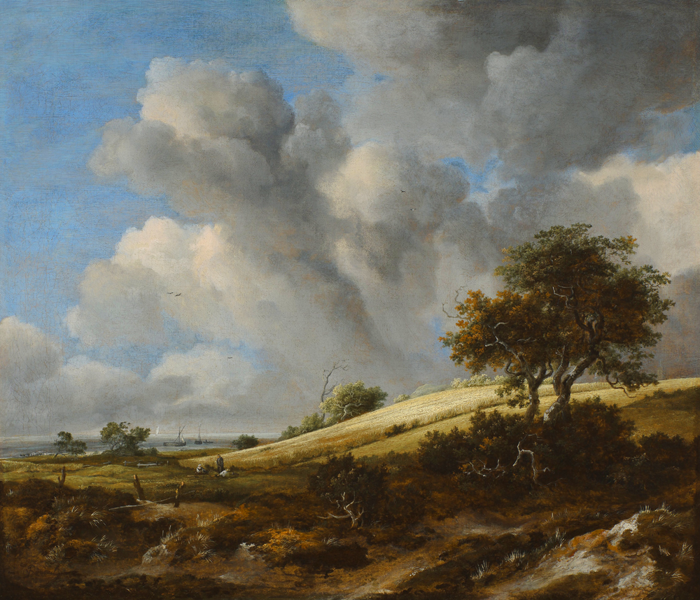 Kornfeld mit der Zuiderzee im Hintergrund von Jacob Isaacksz van Ruisdael