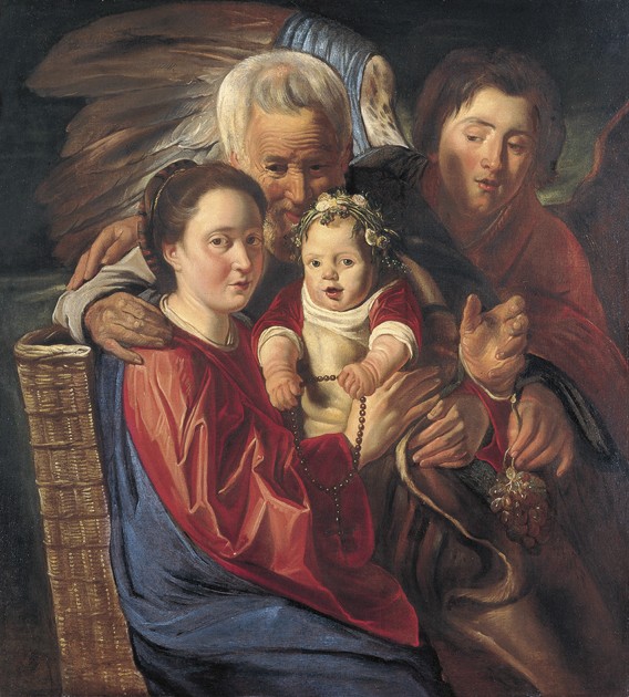 Die Heilige Familie mit einem Engel von Jacob Jordaens