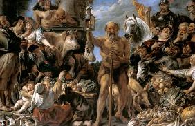 Diogenes mit der Laterne, auf dem Markte Menschen suchend 1642
